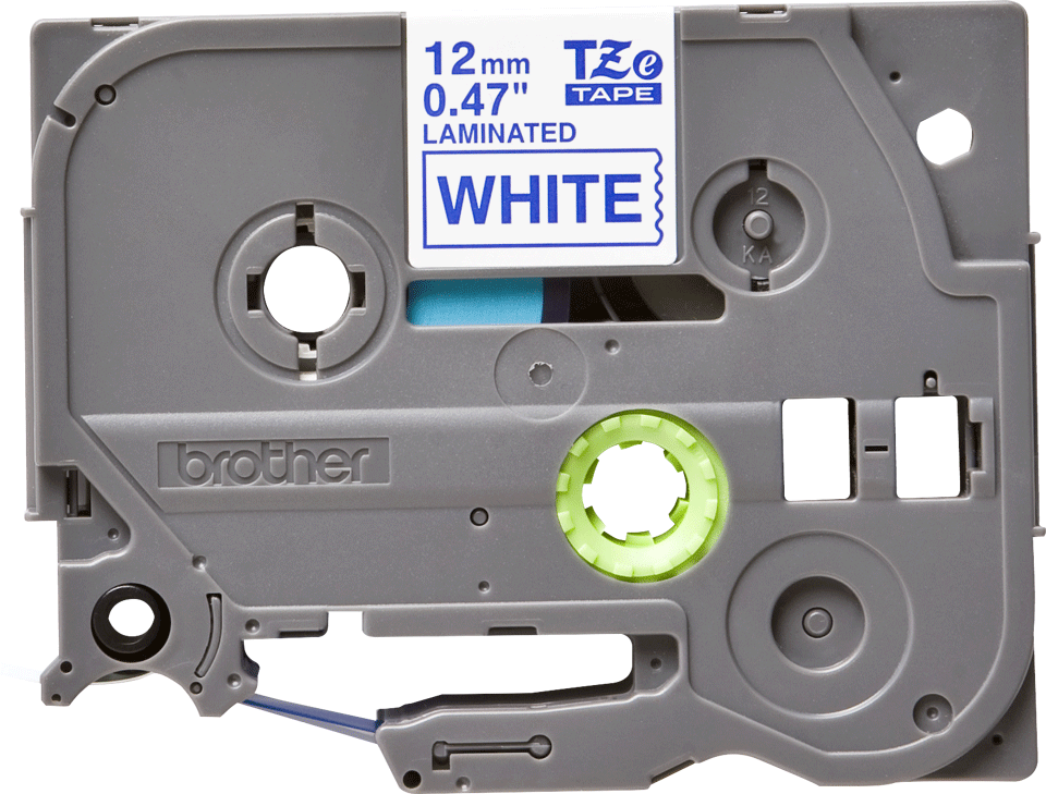 Eredeti Brother TZe-233 laminált szalag – Fehér alapon kék, 12mm széles 2